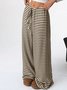 Women Striped Long Elastic Waist Pants Casual Spring/Fall Trousers