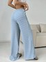 Women Striped Long Elastic Waist Pants Casual Spring/Fall Trousers