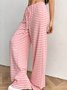 Women Striped Long Elastic Waist Pants Casual Spring/Fall Trousers