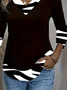 Casual Abstract V Neck Long Sleeve T-shirt