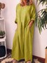 Women Plain Spring/Fall Dress Crew Neck Long Sleeve H-Line Dress