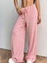 Women Striped Long Elastic Waist Pants Casual Spring/Fall Trousers