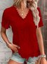 Elegant Lace V Neck Short Sleeve T-shirt