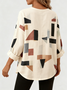 Stand Collar Long Sleeve Geometric Thicken Loose Blouse For Women