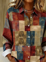 Shirt Collar Regular Sleeve Long Sleeve Abstract Buckle Regular Loose Button Up Shirt Shirt For Women
