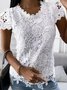 Elegant Lace Crew Neck Short Sleeve T-shirt