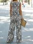 Women Abstract Stripes Two-Piece Set Daily Sleeveless Casual Summer Top With Pants Matching Set