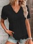 Elegant Lace V Neck Short Sleeve T-shirt