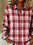 Shirt Collar Regular Sleeve Long Sleeve Plaid Buckle Regular Loose Button Up Shirt Shirt For Women