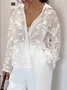 Shawl Collar Long Sleeve Embroidery Patterns Regular Loose Shirt For Women