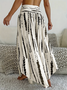 Casual Abstract Stripes A-Line High Waist Maxi Skirt