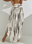 Casual Abstract Stripes A-Line High Waist Maxi Skirt