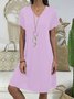 Casual Cotton Solid V Neck Knitting Dress