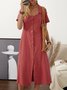 Summer Holiday Buttoned Solid Casual Shirt Dress