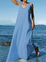 Summer Sleeveless U-Neck Linen Maxi Knitting Dress