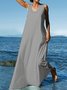 Summer Sleeveless U-Neck Linen Maxi Knitting Dress