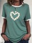 Green Crew Neck Short Sleeve Floral-Print T-shirt