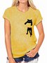 Women Casual Cat Printed Cotton Crew Neck T-shirt & Top