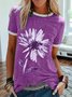 Casual Plus Size Floral Printed Tee Shirts Tops