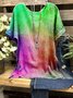 Multicolor Simple Short Sleeve Round Neck T-Shirts