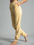 Solid Drawstring Casual Linen Pants Women Trousers