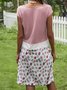 Crew Neck Short Sleeve Floral Cotton-Blend Knitting Dress