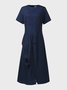 Vintage Striped Short Sleeve Crew Neck Plus Size Casual Weaving Dress