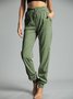 Solid Drawstring Casual Linen Pants Women Trousers