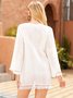 Cotton-Blend Shift Long Sleeve Causal Dress