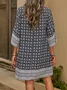 Half Sleeve Floral-Print Short Dress