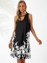 Vintage Sleeveless Geometric Floral Printed Plus Size Casual Knitting Dress