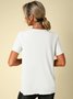 Short Sleeve  Cotton-blend  Crew Neck  Casual Summer White Top