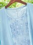 Ladies Loosen Lace Chiffon Elegant Lightblue Dress-Two Piece Sets