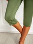 Sports Solid Pleated Tethered Plus Size Casual Leggings Leggings
