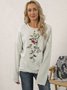 Long Sleeve Cotton-Blend Floral Sweatshirts
