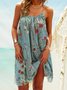 New Women Chic Vintage Boho Holiday Floral Casual Spaghetti-Strap Weaving Dress