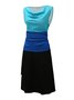 Cotton-Blend Sleeveless Casual Color-Block Knitting Dress