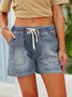 Plus size Solid Casual Denim Shorts