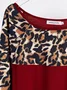 Leopard Cotton Vintage Bateau/boat Neck Tunic T-Shirt