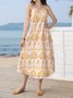 Yellow Floral-Print Casual Weaving Dress