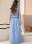 Sleeveless Holiday Solid Round Neck Long Weaving Dress