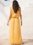 Sleeveless Holiday Solid Round Neck Long Weaving Dress