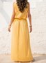 Sleeveless Holiday Solid Round Neck Long Weaving Dress