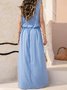 Sleeveless Holiday Solid Round Neck Long Weaving Dress