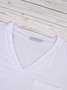 White V neck Plain Casual T-shirt