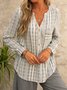 V Neck Stripe  Long Sleeve Blouse