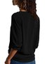 Women V-Neck Solid Color Long Sleeve Blouse