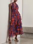 Women Floral Halter Sleeveless Comfy Casual Maxi Dress