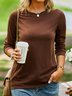 Plain Autumn Casual Daily Jersey Long sleeve Loose Crew Neck Regular Tunic Sweatshirt for Women