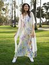 Butterfly Printed Casual Round Neck Dress With Coat Two-Piece Set